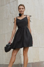 Cotton Halter High Waist Strappy Mini Dress