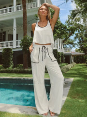 Cotton Lace Pajama Pants Two Piece Set