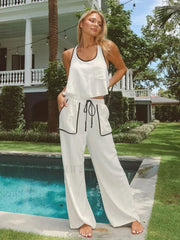 Cotton Lace Pajama Pants Two Piece Set