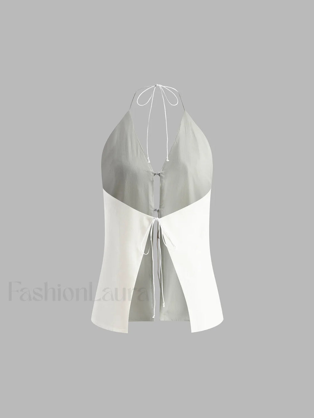 Cotton & Linen Backless Halter Top With Shorts Set Short Sets