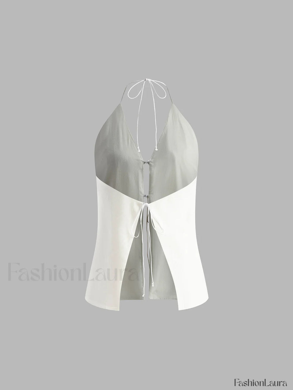 Cotton & Linen Backless Halter Top With Shorts Set Short Sets