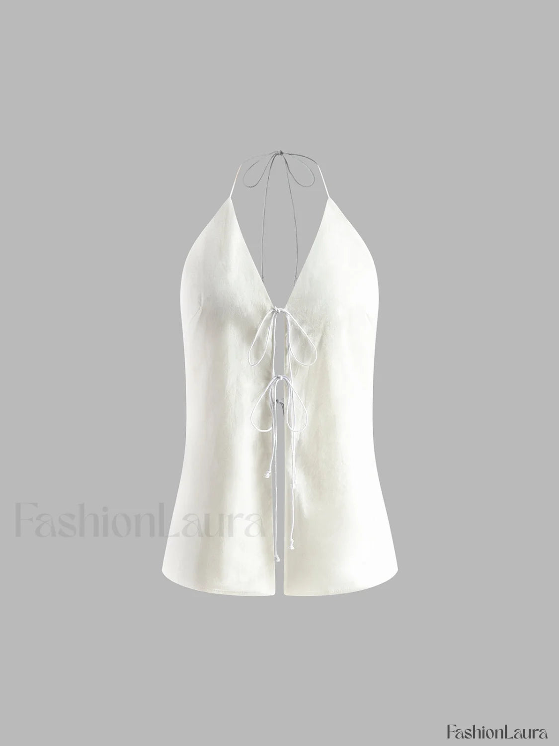 Cotton & Linen Backless Halter Top With Shorts Set Short Sets