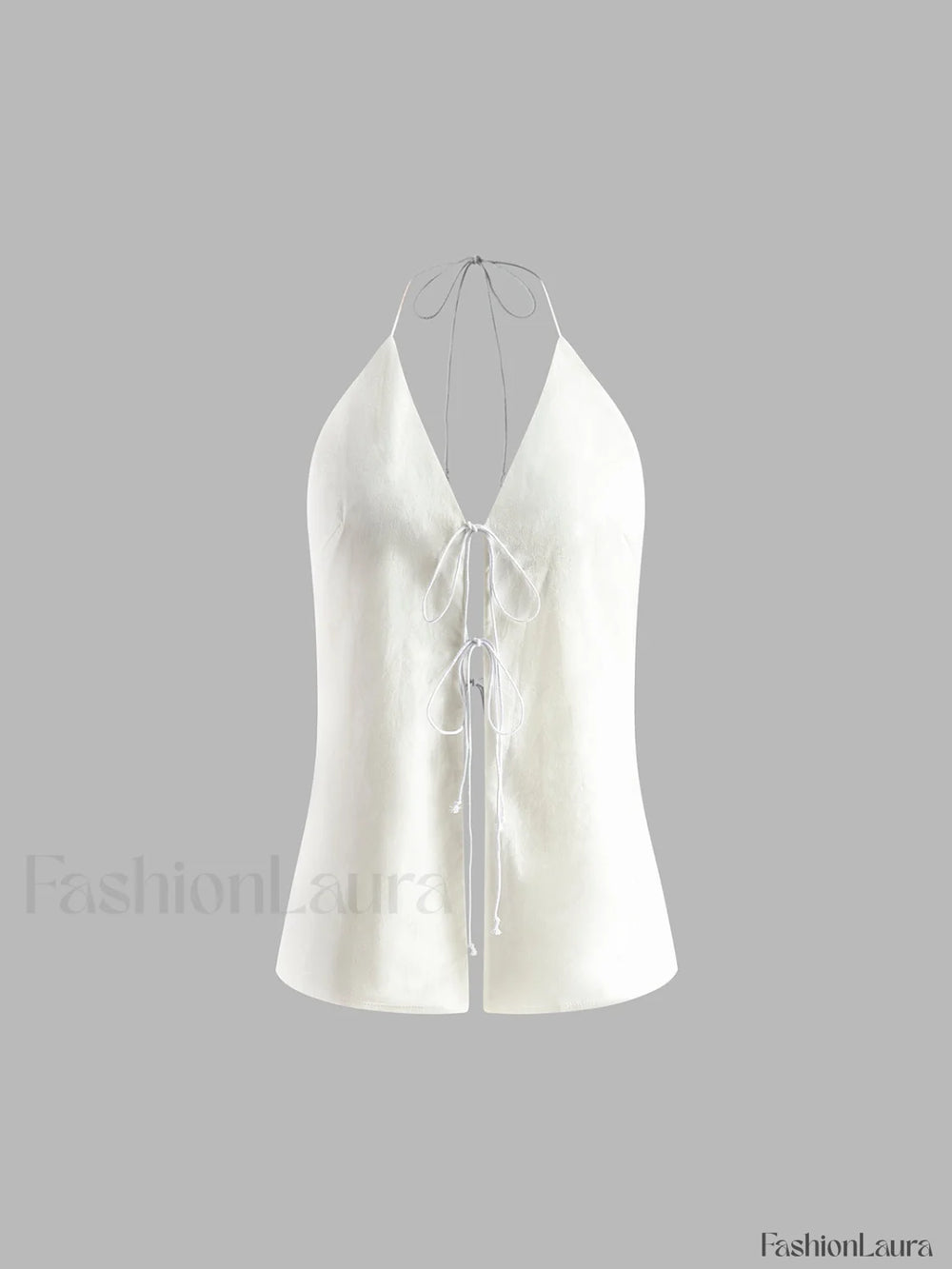 Cotton & Linen Backless Halter Top With Shorts Set Short Sets