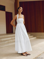Cotton & Linen Halter A Line Long Dress Dresses