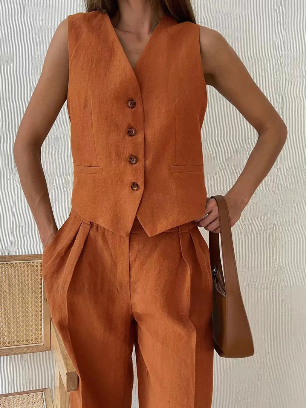 Cotton & Linen Pants Set Pant Sets