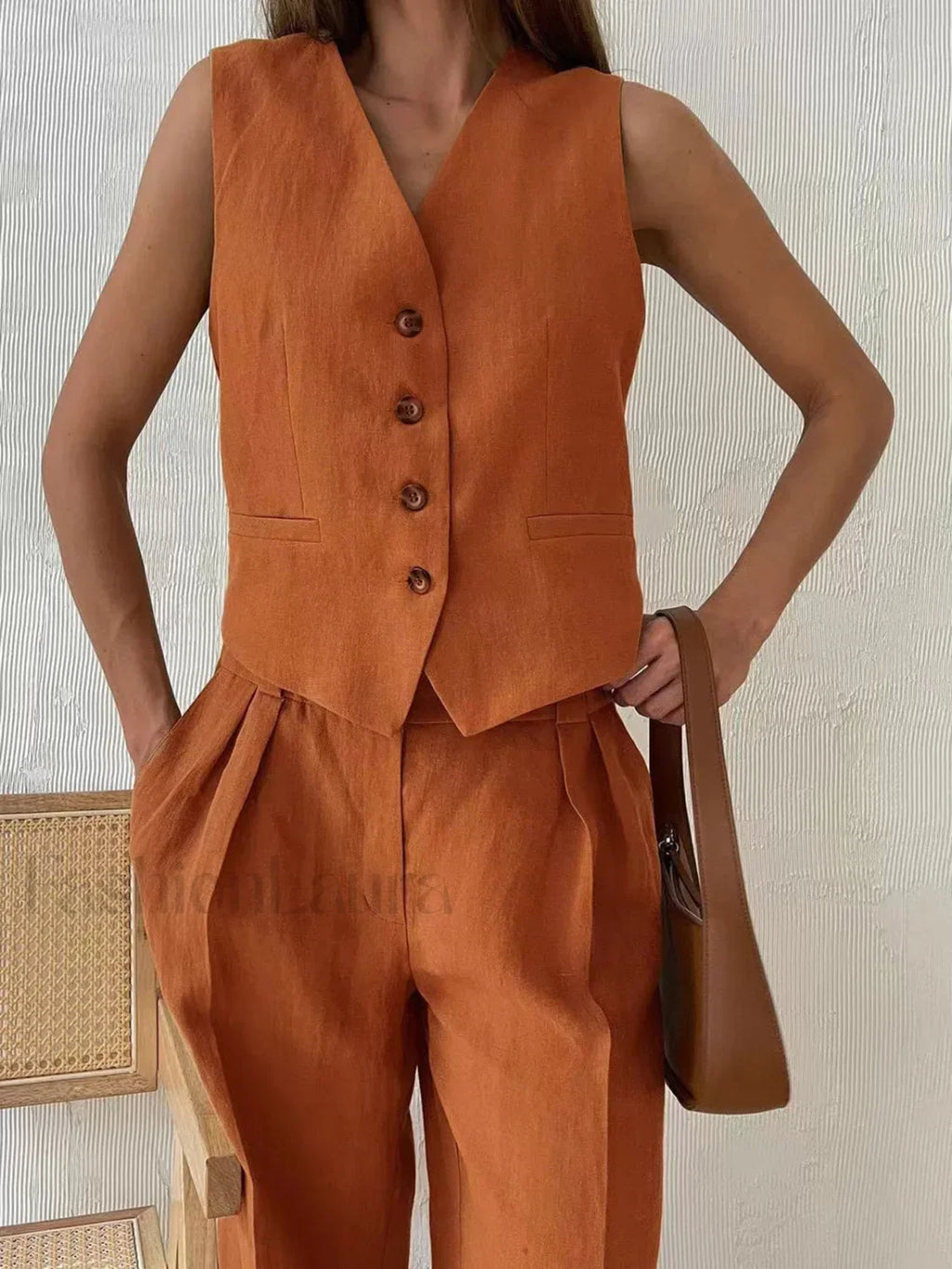 Cotton & Linen Pants Set Pant Sets