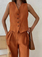Cotton & Linen Pants Set Pant Sets