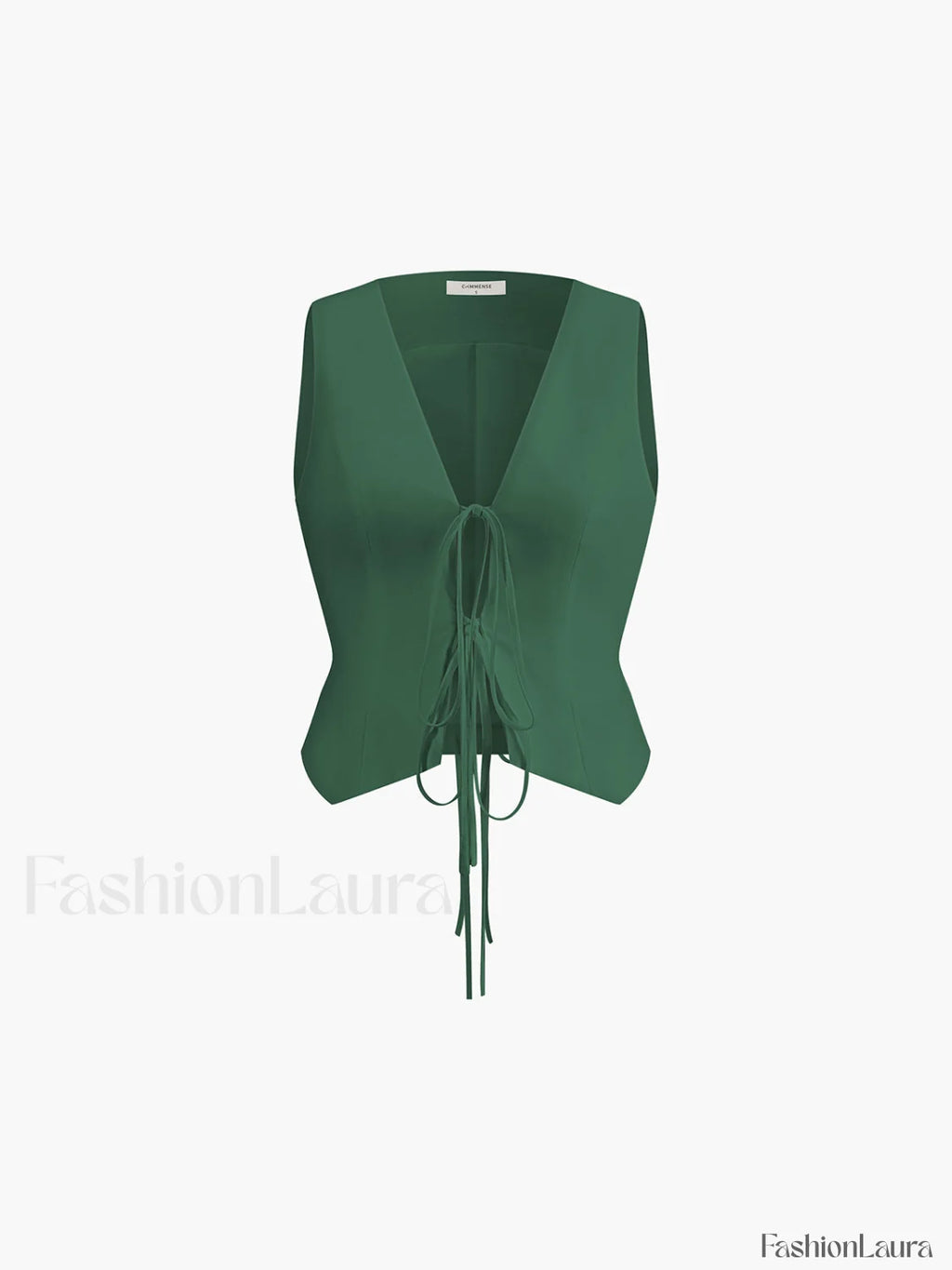 Cotton & Linen Tie Detail Vest Green / XS Vests