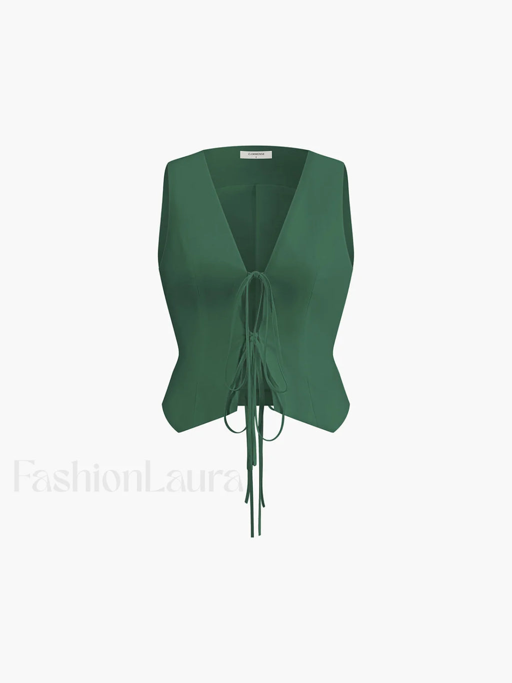 Cotton & Linen Tie Detail Vest Green / XS Vests