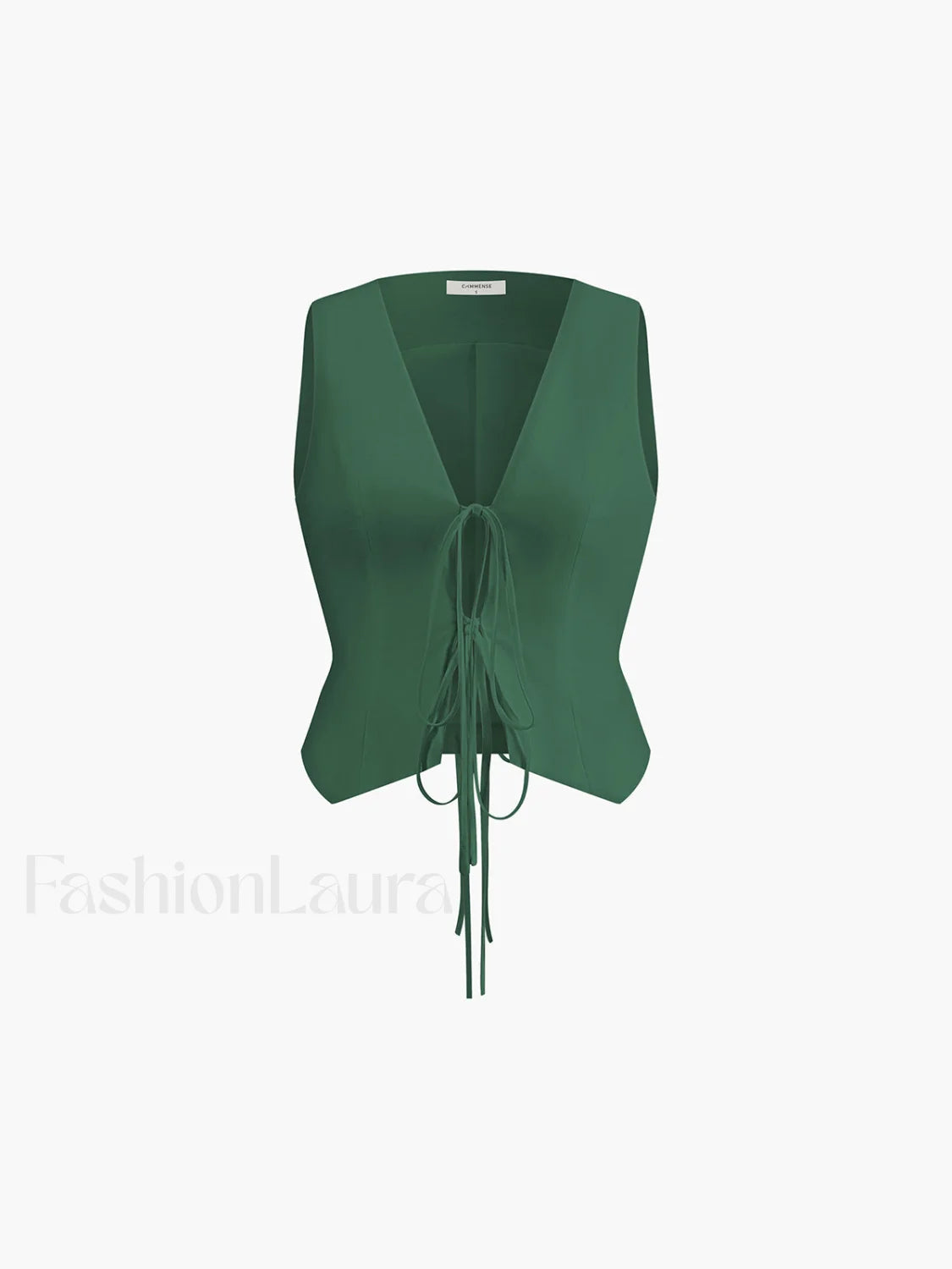 Cotton & Linen Tie Detail Vest Green / XS Vests