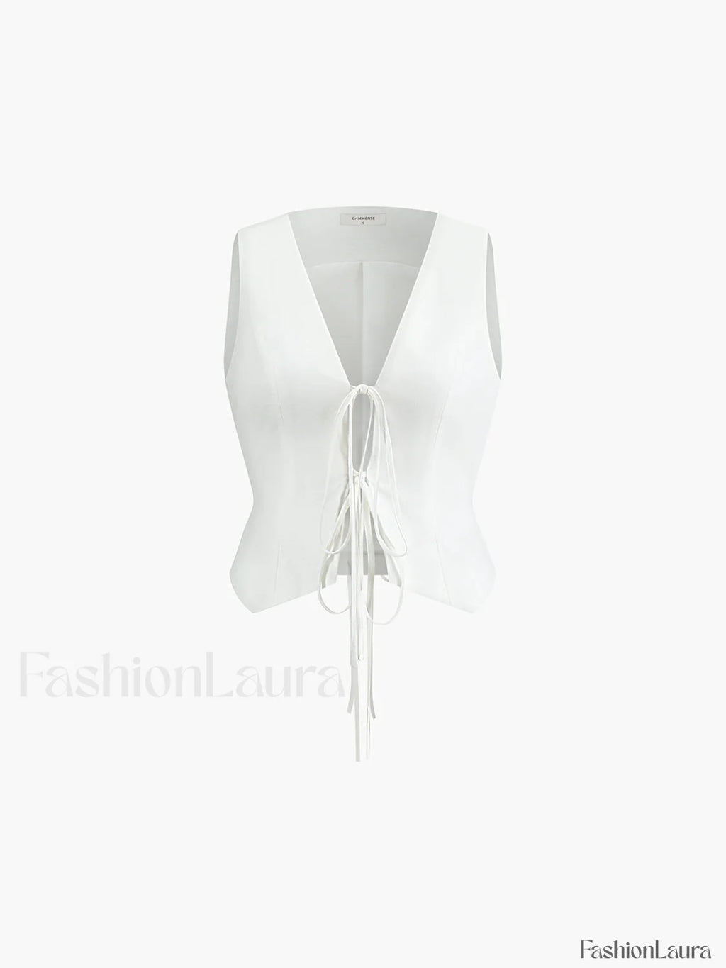 Cotton & Linen Tie Detail Vest White / XS Vests