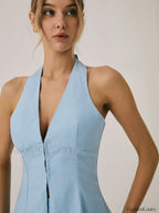 Cotton & Linen Vest With Straight Leg Pants Set Pant Sets