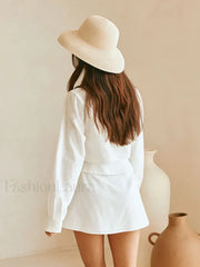 Cotton Long Sleeve Skirt Pajama Two Piece Set