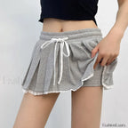 Cotton Looped Fluffy Patchwork Skirt Gray / S