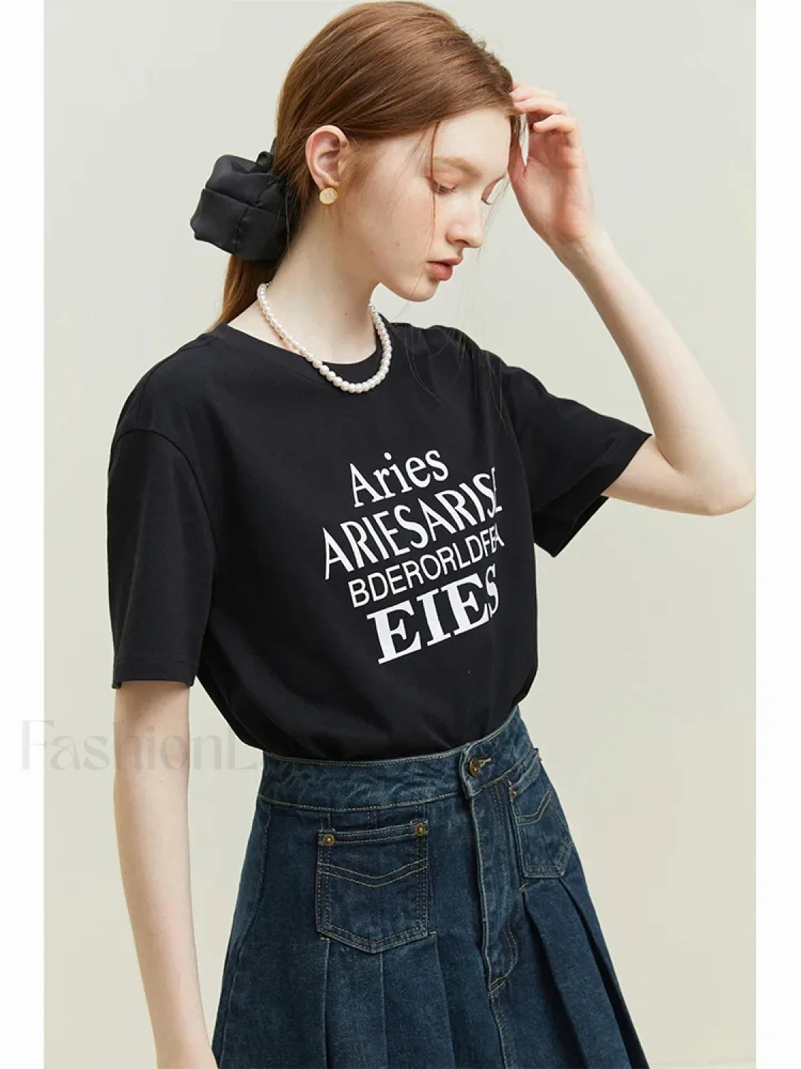Cotton Loose Letter Slim Fit T Shirt Black / S Main image