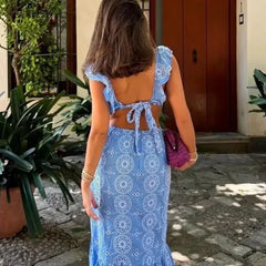 Cotton Ruffled Lace Boho Dress