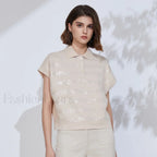 Cotton Summer High Quality T Shirt Apricot powder / S