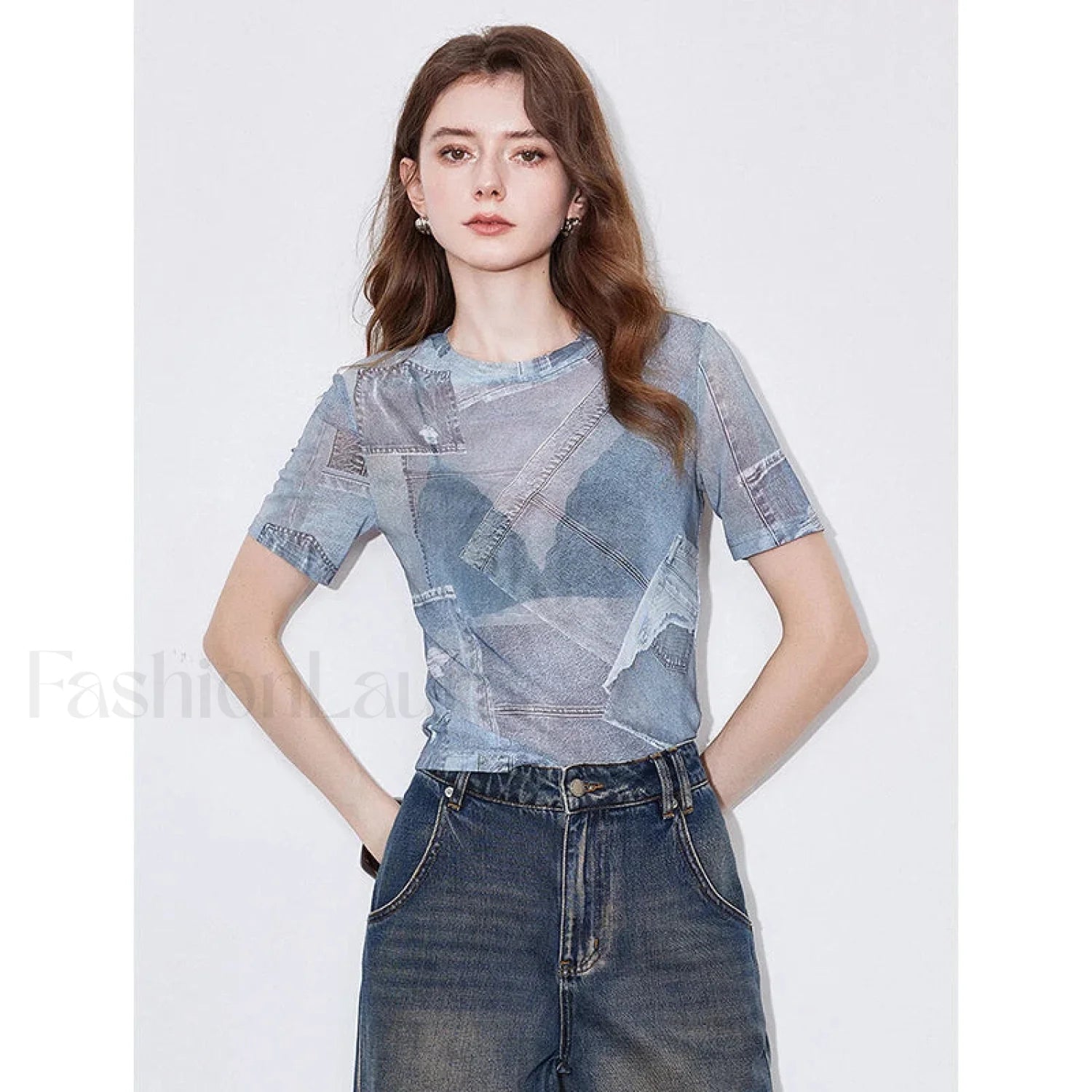Cowboy Patchwork See-through T-Shirt Secondary image