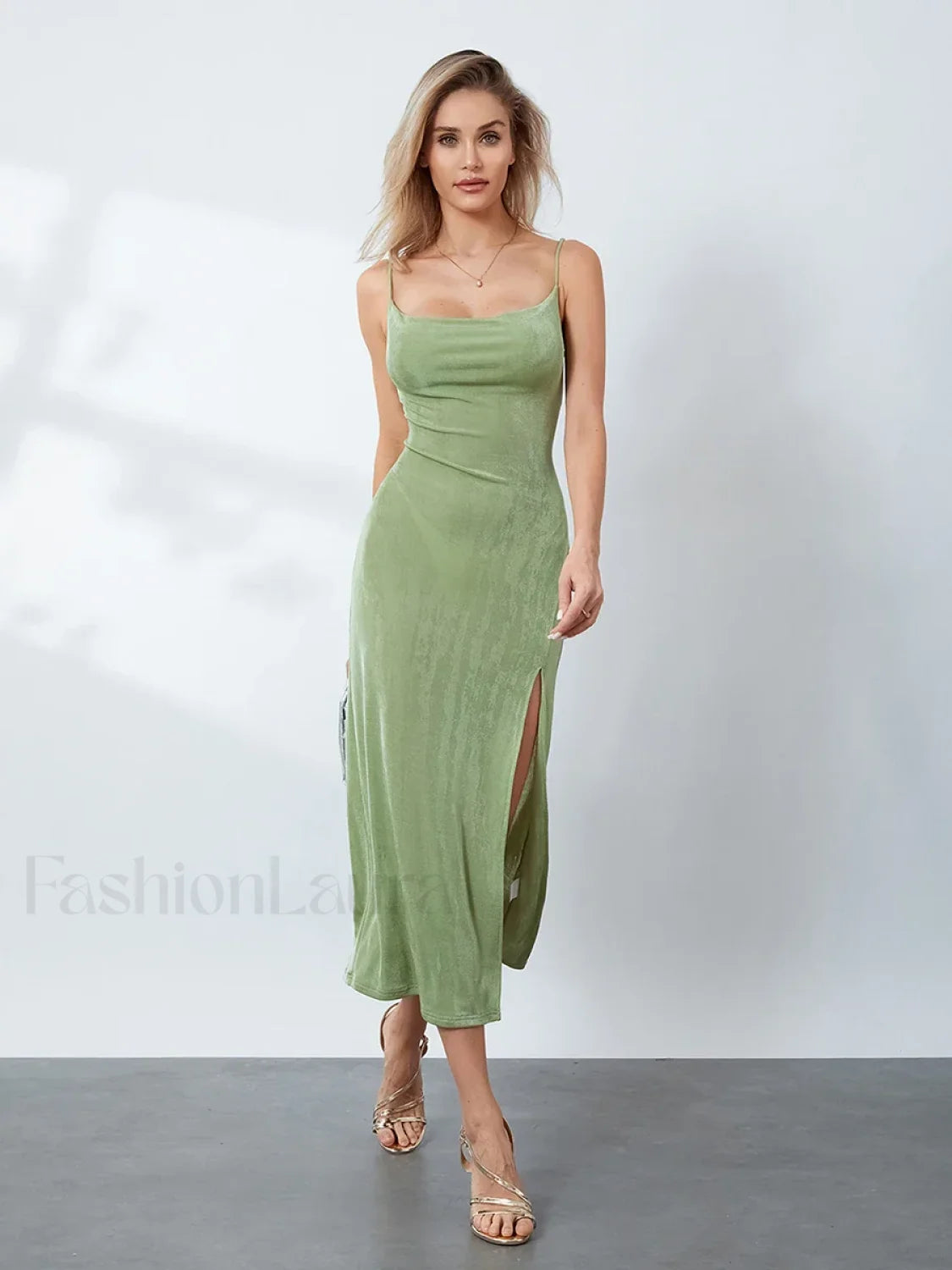 Cowl-Neck Slip Midi Dress Secondary image