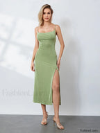 Cowl Neck Slip Midi Dress
