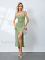 Cowl Neck Slip Midi Dress Green / S