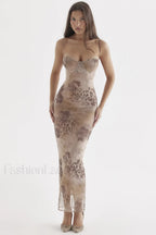 Cream Floral Stylish Print Maxi Dress