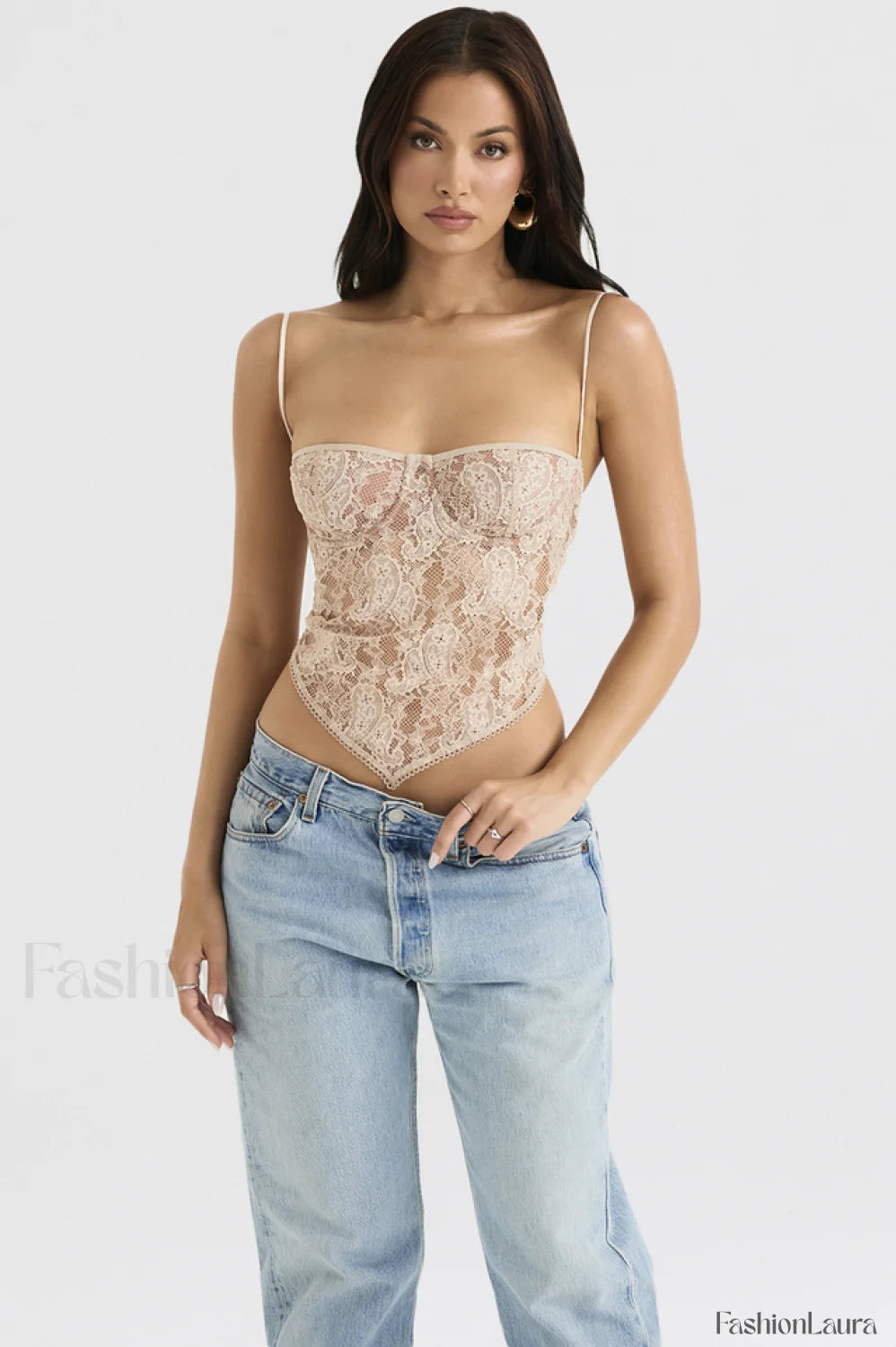 Cream Paisley Stylish Lace Top