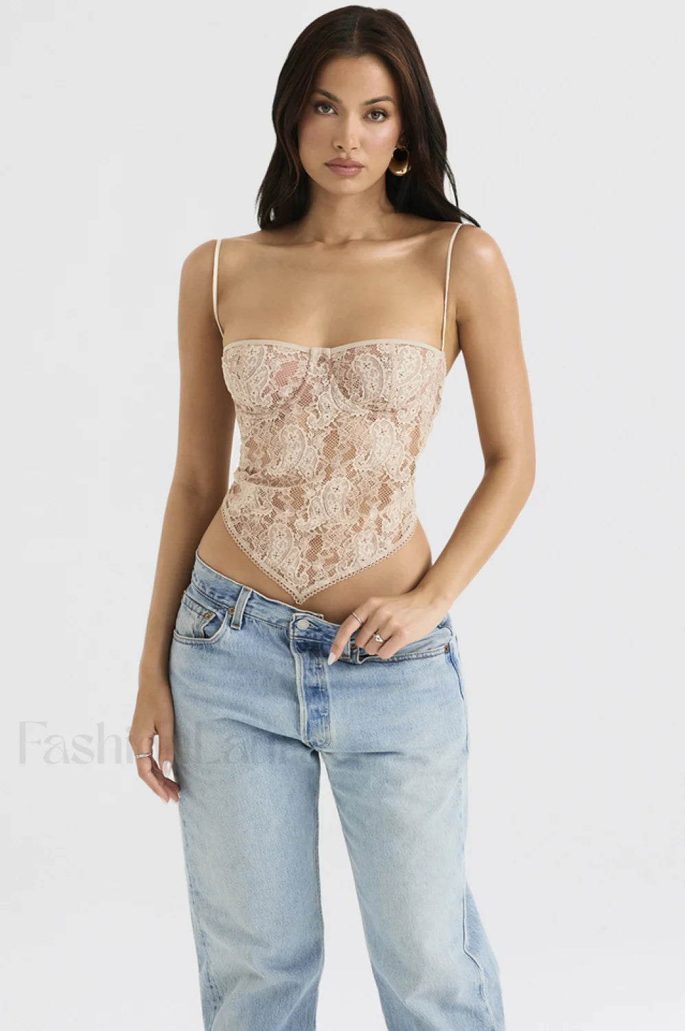 Cream Paisley Stylish Lace Top