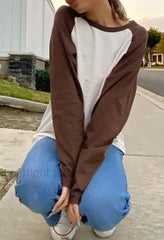 Crew Neck Raglan Sleeve Tee Brown / M Tops&Tees