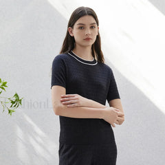 Crew Neck Wool Silk Knitted T Shirt