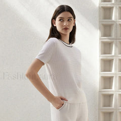 Crew Neck Wool Silk Knitted T Shirt