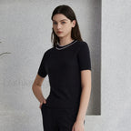 Crew Neck Wool Silk Knitted T Shirt Graphite grey / S