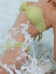 Crinkled Bandeau Brazilian Bikini Set