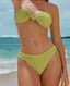 Crinkled Bandeau Brazilian Bikini Set Green / S
