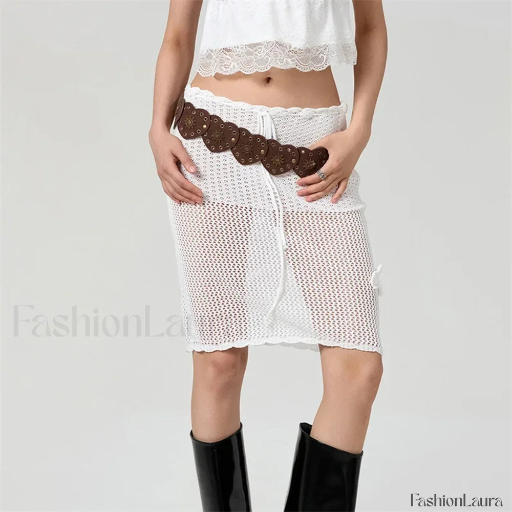 Crochet 3D Flower Midi Skirt