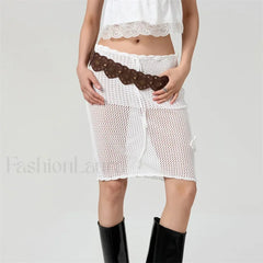 Crochet 3D Flower Midi Skirt