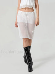 Crochet 3D Flower Midi Skirt