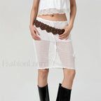 Crochet 3D Flower Midi Skirt