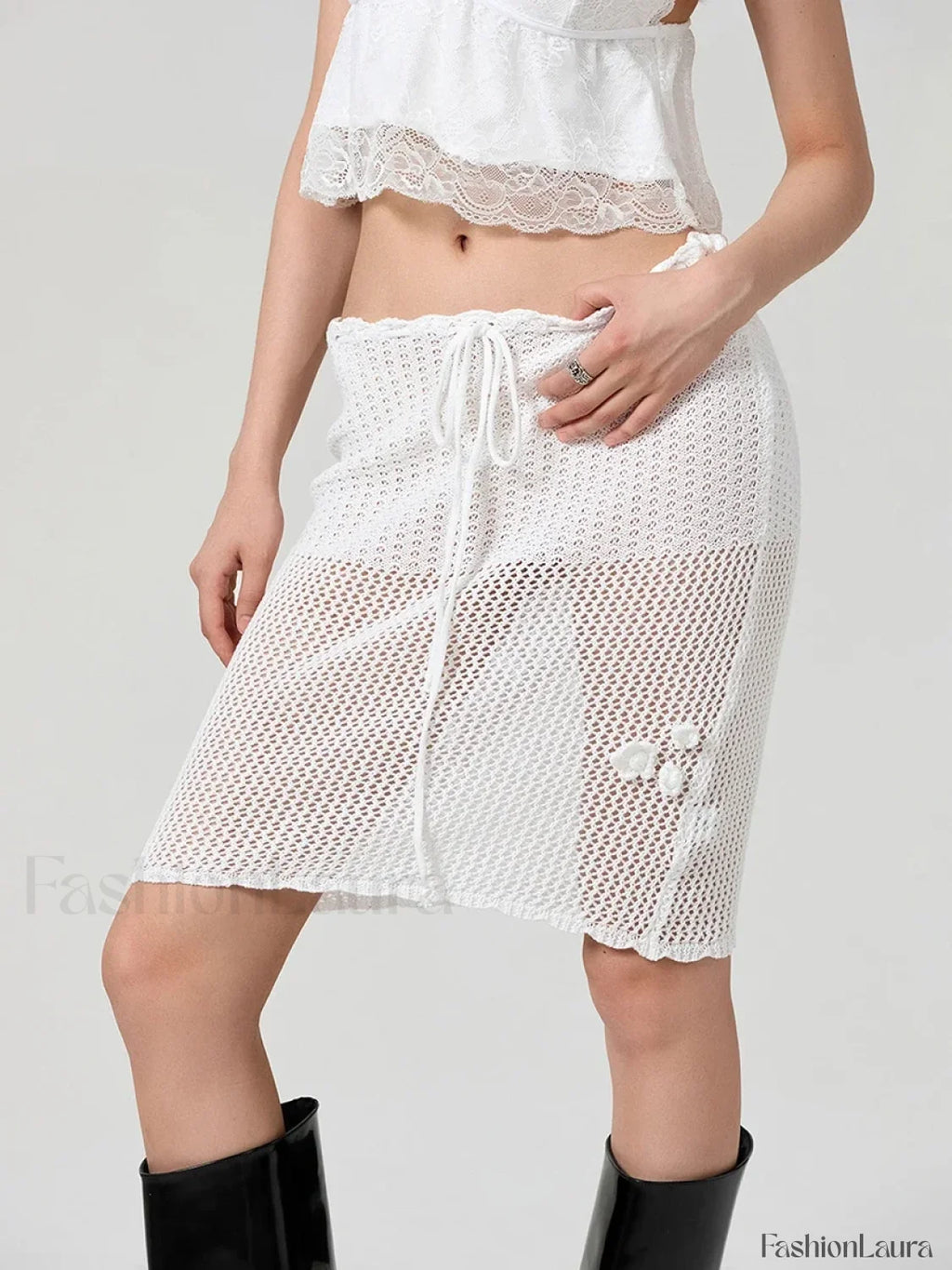 Crochet 3D Flower Midi Skirt
