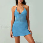 Crochet Halter Casual Mini Dress