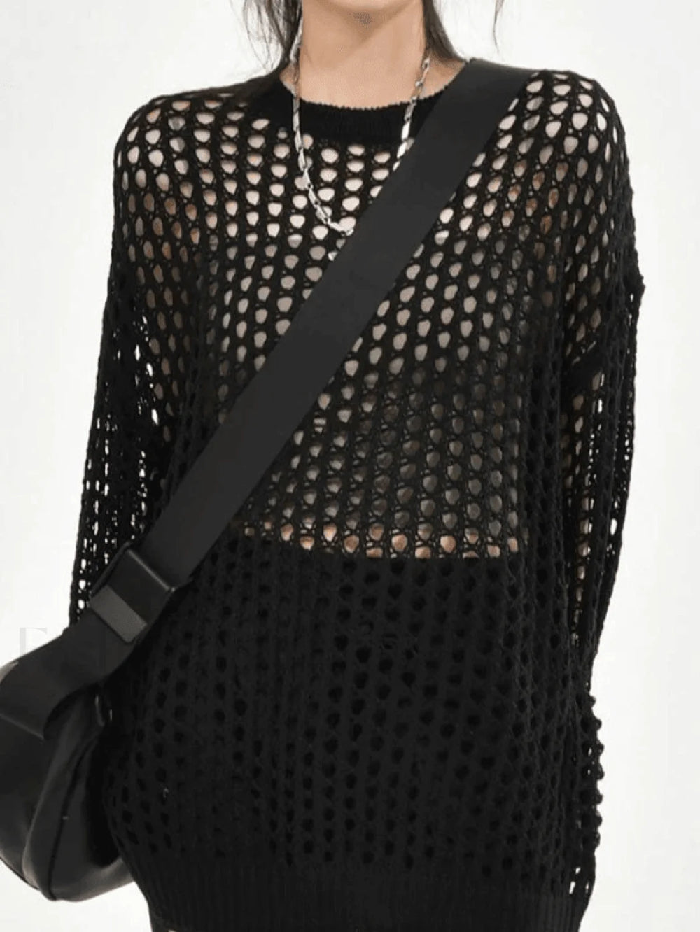 Crochet Open Knit Top Sweaters