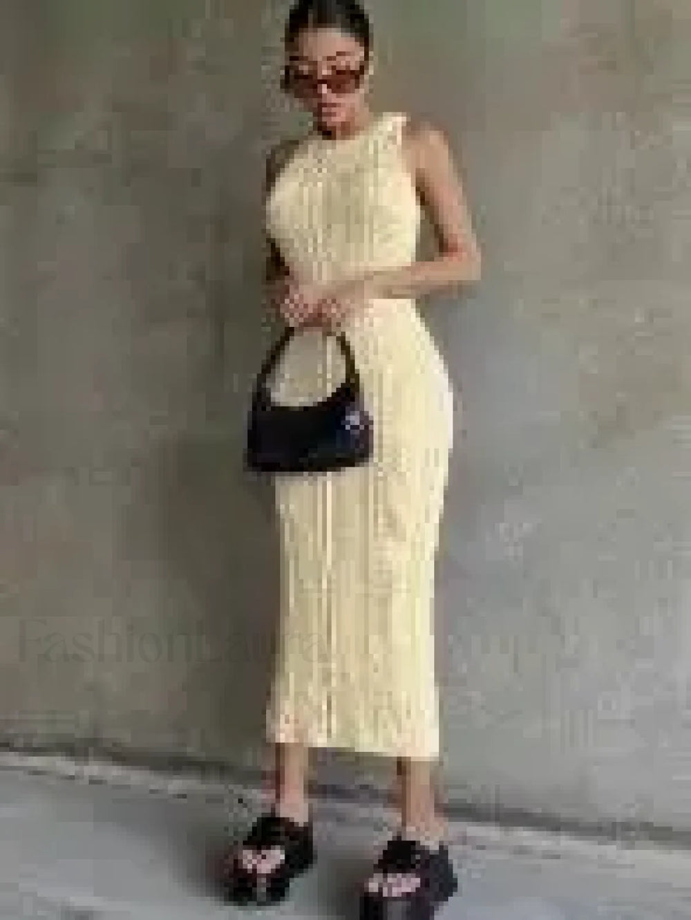 Crochet Sweater Midi Dress Apricot / S