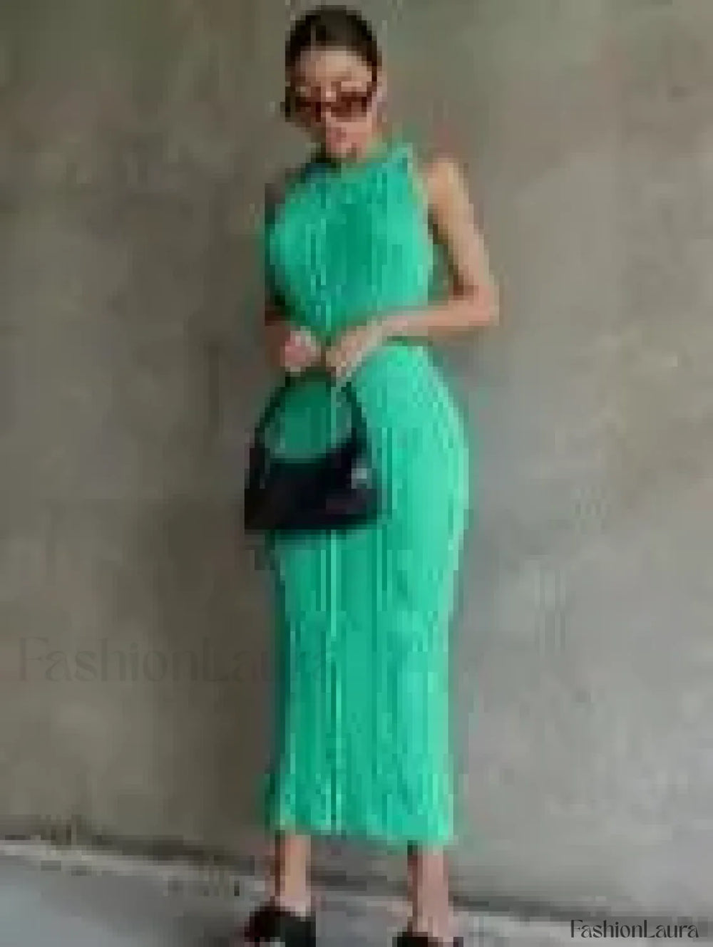 Crochet Sweater Midi Dress Green / S