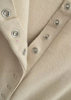 Cropped Button-Up Knit Sweater