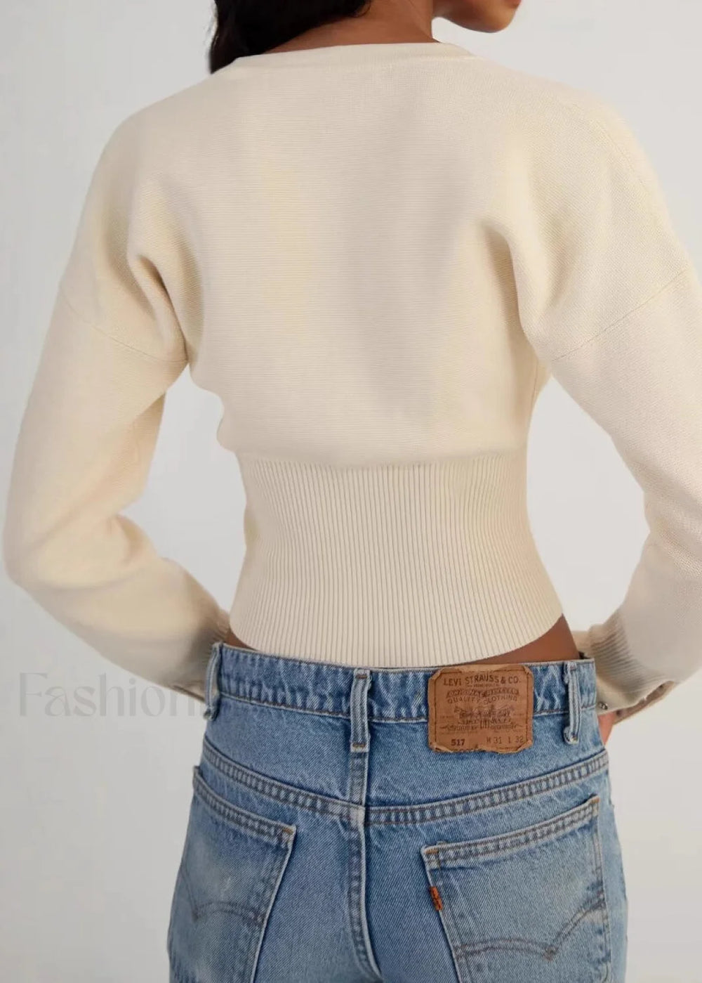 Cropped Button-Up Knit Sweater