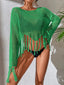 Cropped Tassel Loose Cover Up Green / One Size