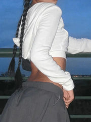 Cropped White Zip Up Hoodie Sweatshirts & Hoodies L