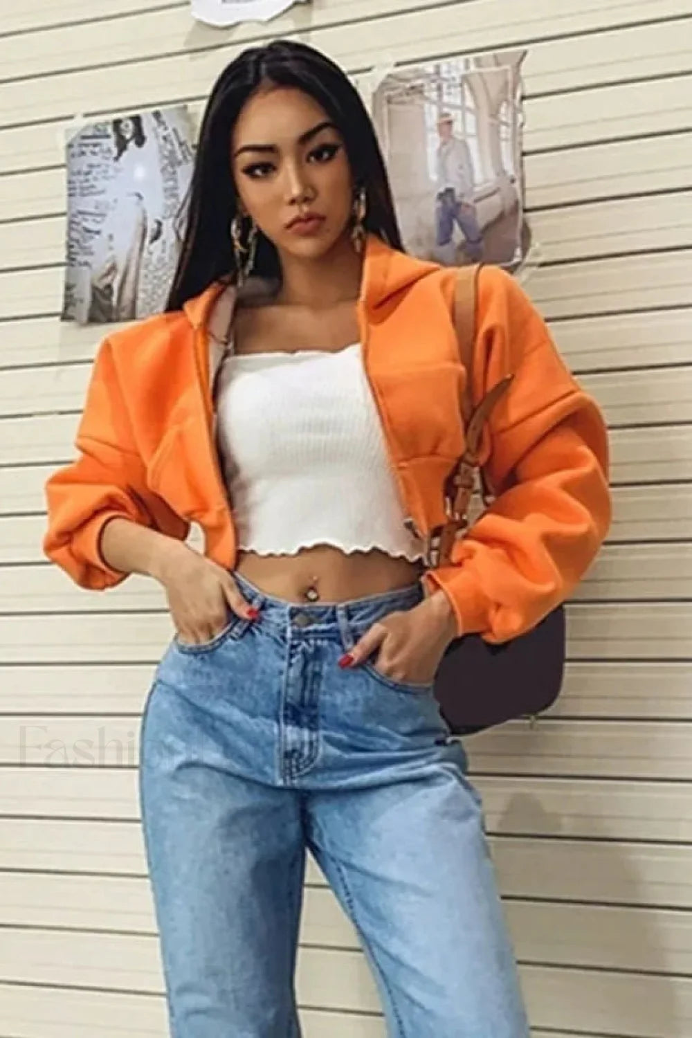 Cropped Zip Up Hoodie