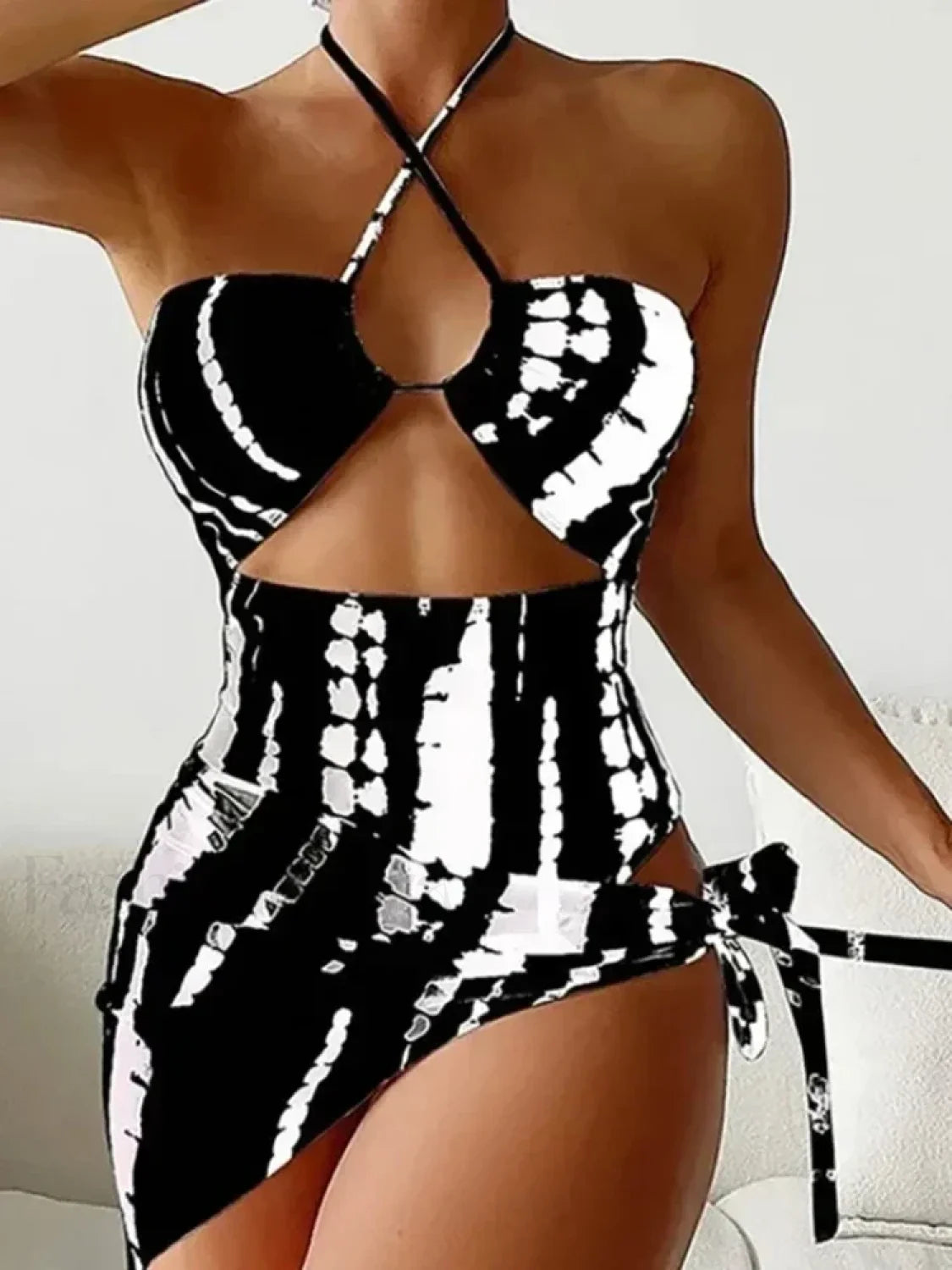Cross Halter Mini Skirt Three Piece Set Secondary image