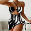 Cross Halter Mini Skirt Three Piece Set Black / S